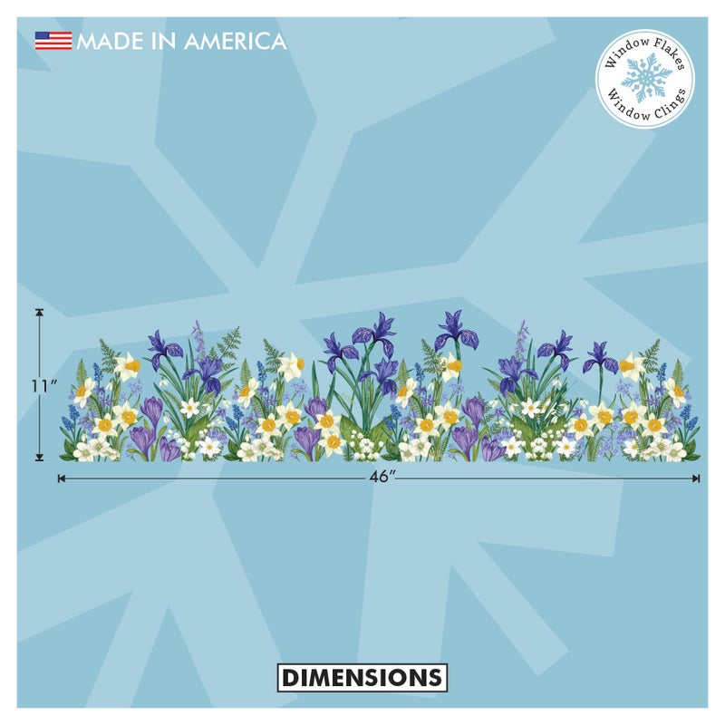Window Flakes ملصق نافذة زهور الربيع النباتية. زعفران، سرخس، نرجس، زهور الثلج. ديكور منزلي للزجاج. ملصق فينيل ربيعي. صنع في أمريكا. - Image 2